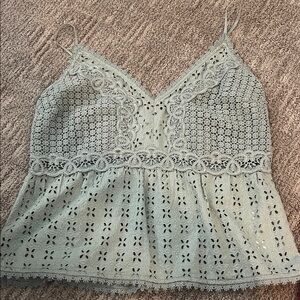 Abercrombie & Fitch Lace Crochet Camisole - Light olive green